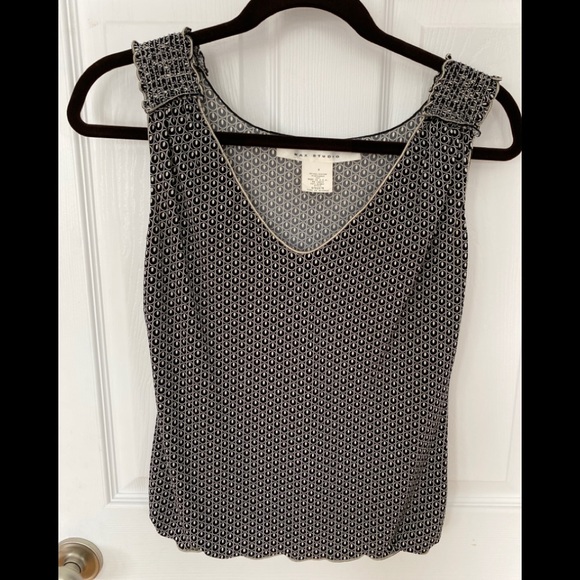 MAX STUDIO Top Sz S Black White Print - Picture 1 of 7